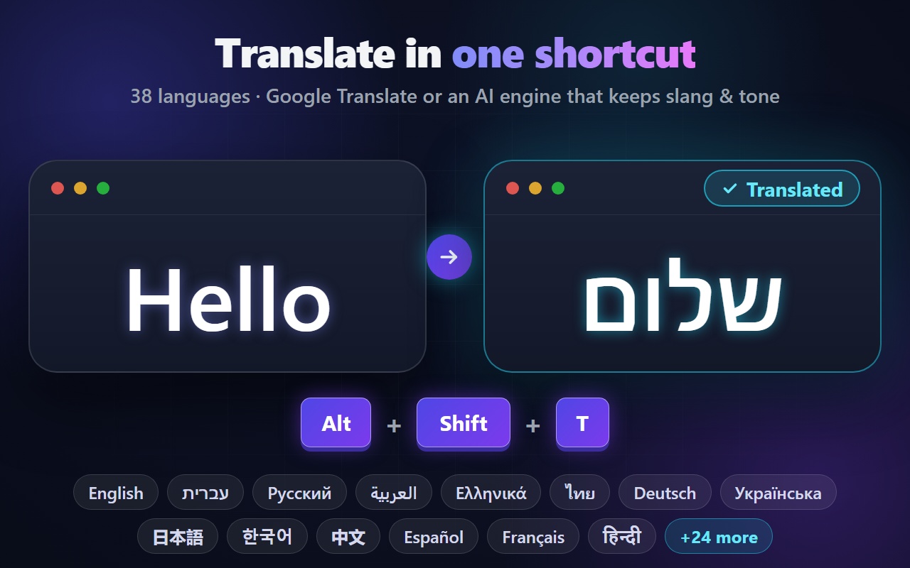 TextFlip translates text with one shortcut